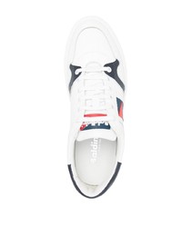 weiße und dunkelblaue Leder niedrige Sneakers von Baldinini