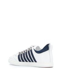 weiße und dunkelblaue Leder niedrige Sneakers von DSQUARED2