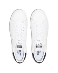 weiße und dunkelblaue Leder niedrige Sneakers von adidas