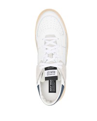 weiße und dunkelblaue Leder niedrige Sneakers von RUN OF