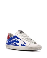 weiße und dunkelblaue Leder niedrige Sneakers von Golden Goose