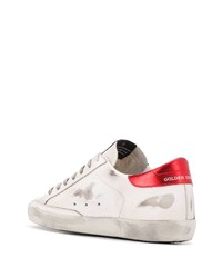 weiße und dunkelblaue Leder niedrige Sneakers von Golden Goose