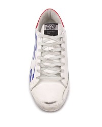 weiße und dunkelblaue Leder niedrige Sneakers von Golden Goose