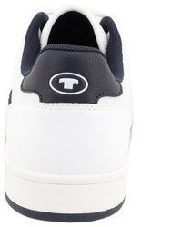 weiße und dunkelblaue Leder niedrige Sneakers von Tom Tailor