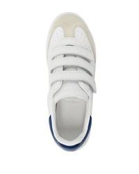 weiße und dunkelblaue Leder niedrige Sneakers von Isabel Marant