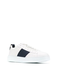 weiße und dunkelblaue Leder niedrige Sneakers von Emporio Armani