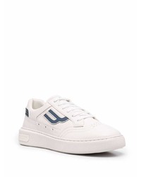 weiße und dunkelblaue Leder niedrige Sneakers von Bally