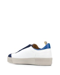 weiße und dunkelblaue Leder niedrige Sneakers von Giorgio Armani