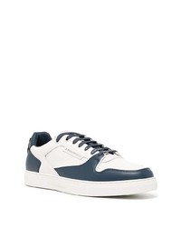 weiße und dunkelblaue Leder niedrige Sneakers von Emporio Armani