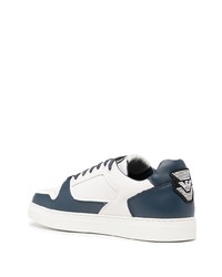 weiße und dunkelblaue Leder niedrige Sneakers von Emporio Armani