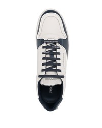 weiße und dunkelblaue Leder niedrige Sneakers von Emporio Armani