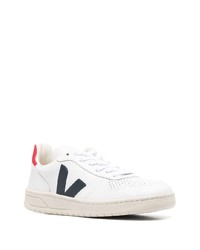 weiße und dunkelblaue Leder niedrige Sneakers von Veja