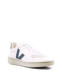 weiße und dunkelblaue Leder niedrige Sneakers von Veja