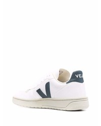 weiße und dunkelblaue Leder niedrige Sneakers von Veja