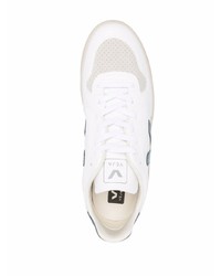 weiße und dunkelblaue Leder niedrige Sneakers von Veja