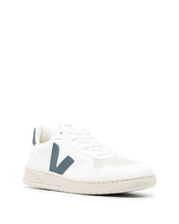 weiße und dunkelblaue Leder niedrige Sneakers von Veja