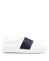 weiße und dunkelblaue Leder niedrige Sneakers von Valentino Garavani