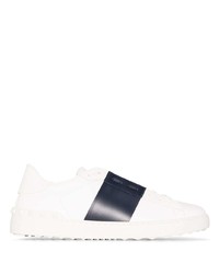 weiße und dunkelblaue Leder niedrige Sneakers von Valentino Garavani