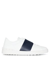 weiße und dunkelblaue Leder niedrige Sneakers von Valentino Garavani