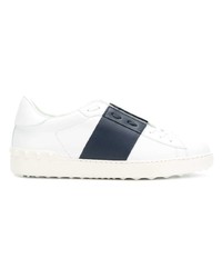 weiße und dunkelblaue Leder niedrige Sneakers von Valentino