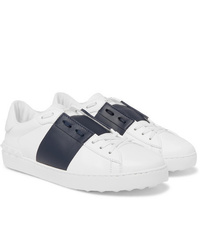 weiße und dunkelblaue Leder niedrige Sneakers von Valentino