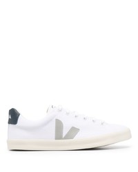 weiße und dunkelblaue Leder niedrige Sneakers von Veja