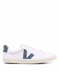 weiße und dunkelblaue Leder niedrige Sneakers von Veja