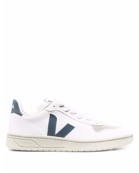 weiße und dunkelblaue Leder niedrige Sneakers von Veja