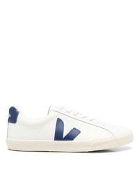 weiße und dunkelblaue Leder niedrige Sneakers von Veja