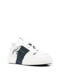 weiße und dunkelblaue Leder niedrige Sneakers von Valentino Garavani