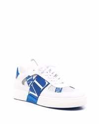 weiße und dunkelblaue Leder niedrige Sneakers von Valentino Garavani