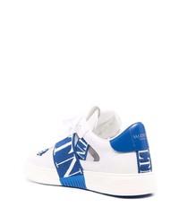 weiße und dunkelblaue Leder niedrige Sneakers von Valentino Garavani