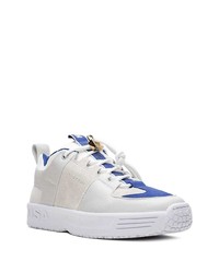 weiße und dunkelblaue Leder niedrige Sneakers von Buscemi