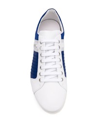 weiße und dunkelblaue niedrige Sneakers von Versace Collection
