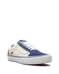 weiße und dunkelblaue Segeltuch niedrige Sneakers von Vans