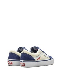 weiße und dunkelblaue Segeltuch niedrige Sneakers von Vans