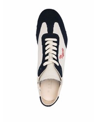 weiße und dunkelblaue Segeltuch niedrige Sneakers von Marni