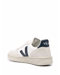 weiße und dunkelblaue Segeltuch niedrige Sneakers von Veja