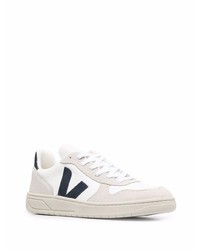 weiße und dunkelblaue Segeltuch niedrige Sneakers von Veja