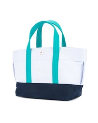 weiße und dunkelblaue Shopper Tasche aus Segeltuch von Cabas