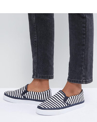 weiße und dunkelblaue Slip-On Sneakers