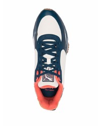 weiße und dunkelblaue Sportschuhe von Puma