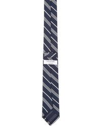 weiße und dunkelblaue vertikal gestreifte Krawatte von Thom Browne