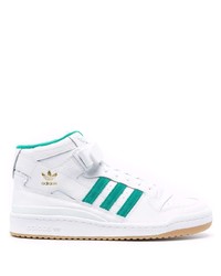 weiße und grüne hohe Sneakers aus Leder von adidas