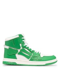 weiße und grüne hohe Sneakers aus Leder von Amiri