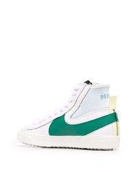 weiße und grüne hohe Sneakers aus Leder von Nike