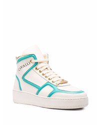 weiße und grüne hohe Sneakers aus Leder von Roberto Cavalli