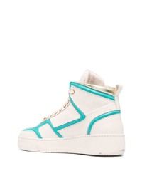 weiße und grüne hohe Sneakers aus Leder von Roberto Cavalli