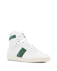 weiße und grüne hohe Sneakers aus Leder von Saint Laurent