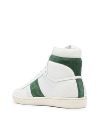 weiße und grüne hohe Sneakers aus Leder von Saint Laurent